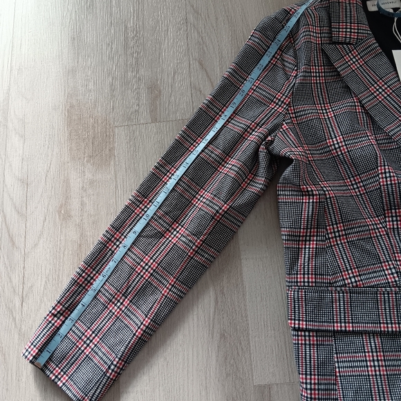 NEW Free Assembly Double Breasted Blazer Red White Black Plaid Retro Large Gift - Picture 14 of 15